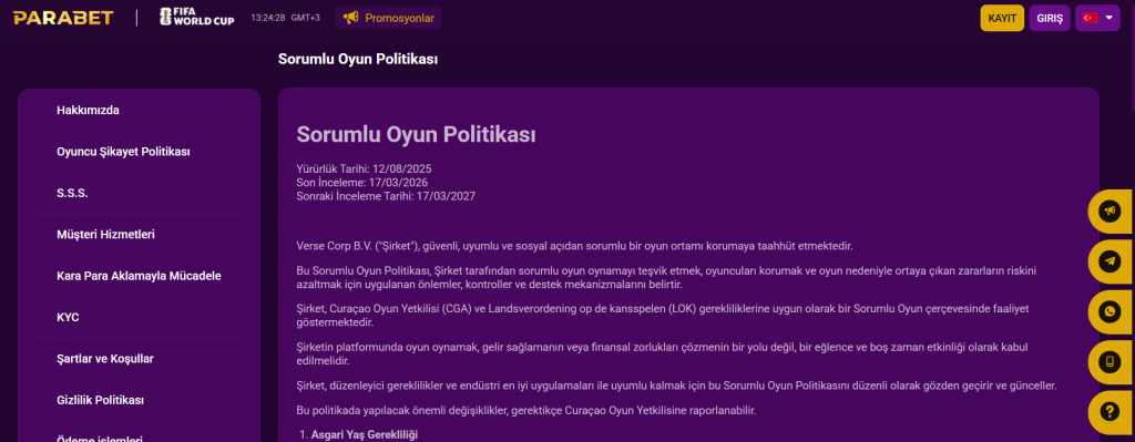 Parabet canlı casino oyunları