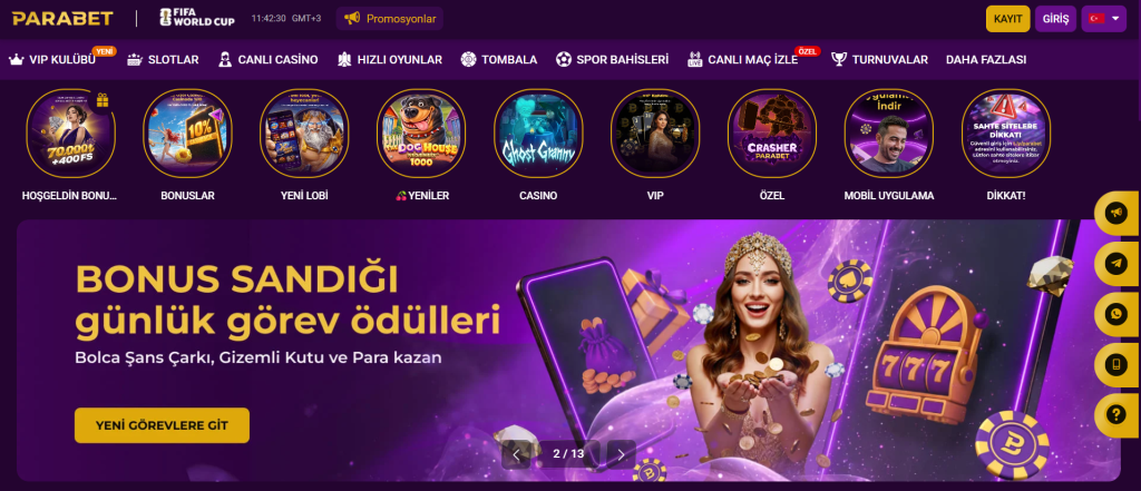 Parabet spor bahisleri ve canlı casino bölümleri