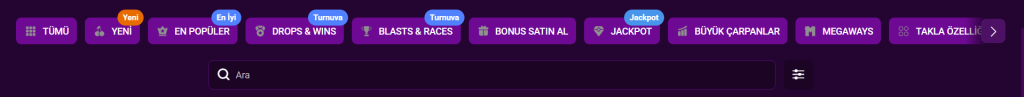 Parabet slot oyunları filtreleri