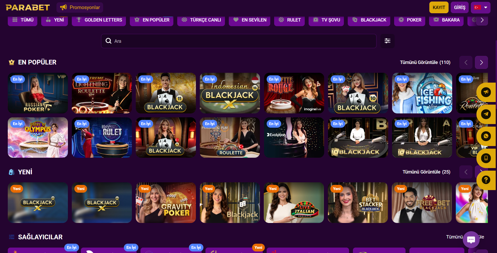 Parabet canlı casino bölümünde canlı rulet masa seçenekleri